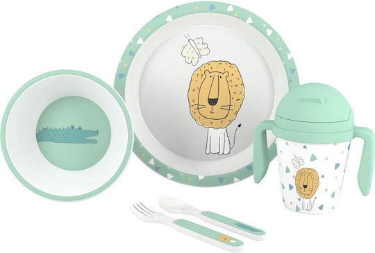 Interbaby Interbaby Savana Baby & Kids Feeding Set Plastic Green 5 Pieces