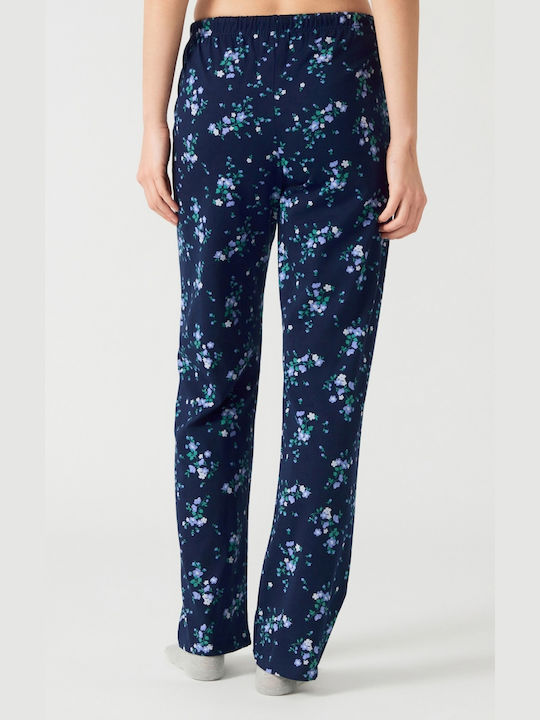 Minerva Winter Cotton Women's Pyjama Pants Blue