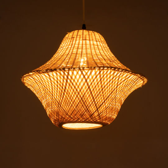 GloboStar Juniper Ceiling Light Beige Boho Grid with E27 Socket 45x45x40cm