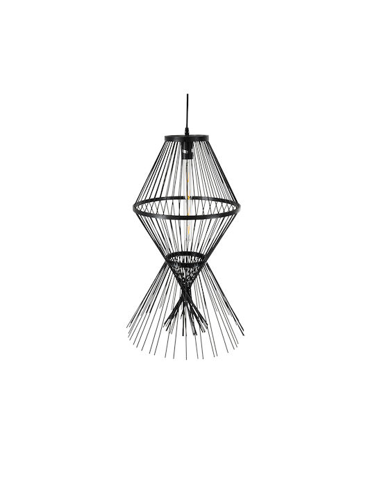 GloboStar Yoshi Deckenleuchte Schwarz Boho Raster mit Lampenbirnensockel E27 35x35x60cm