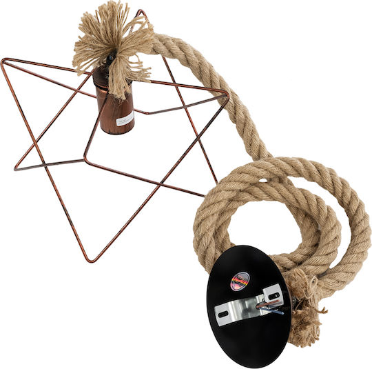 GloboStar Kazemi Ceiling Light Orange with Rope for E27 Bulb 18x18x17cm