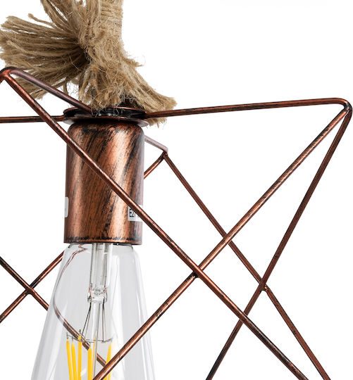 GloboStar Kazemi Ceiling Light Orange with Rope for E27 Bulb 18x18x17cm