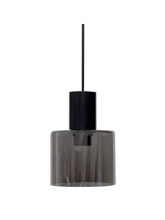 Heronia 1l Fume Adjustable Pendant Light Black with Socket E27 14x90cm