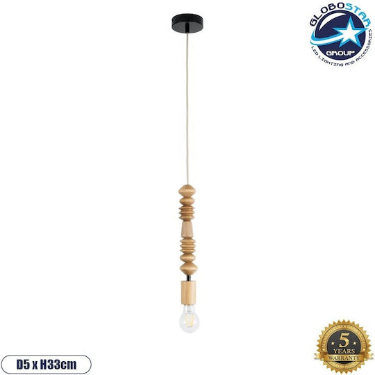 GloboStar Beads Pendant Ceiling Light Beige with E27 Socket 5x5x33cm