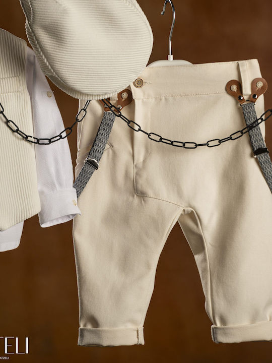 Baptism Suit for Boy Ecru-White 9302a Vinteli Vn-9302a