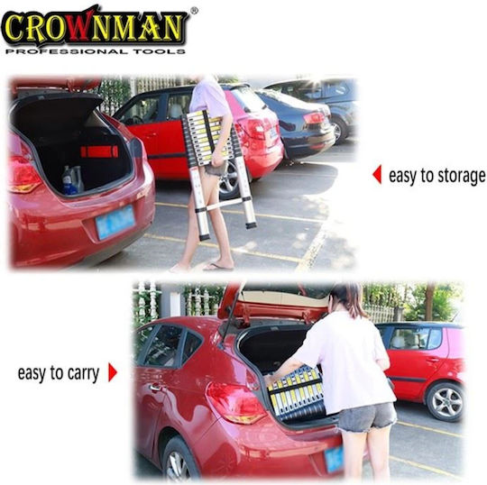Crownman Scara telescopică Aluminiu 13 Scări cu înălțime maximă de 3.8m