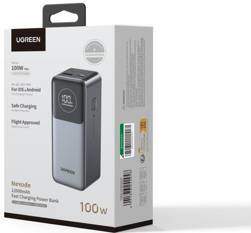 Ugreen PB724 Power Bank 12000mAh 100W with USB-A Port and USB-C Port Power Delivery / Quick Charge 3.0 Gray