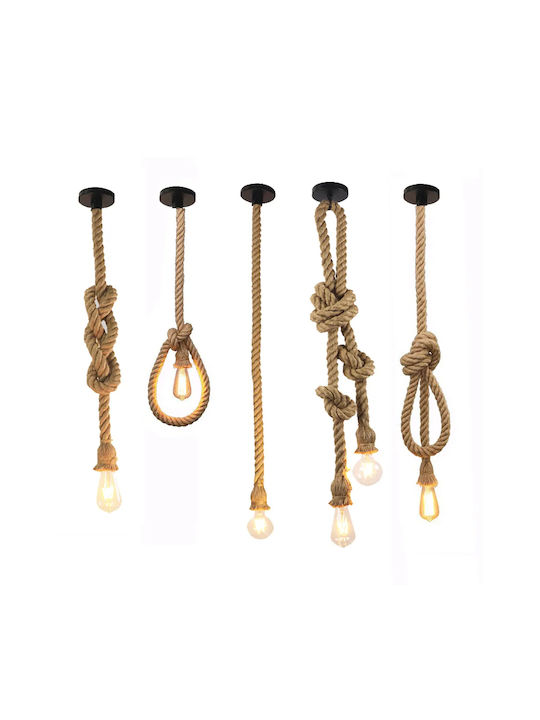 Artekko Pendant Light Black with Rope for 4 Bulbs E27 80x80x120cm