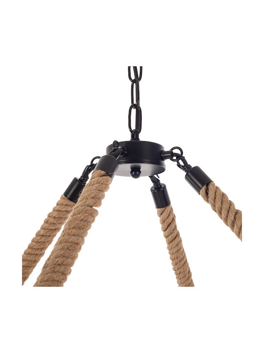Artekko Pendant Light Black with Rope for 4 Bulbs E27 80x80x120cm
