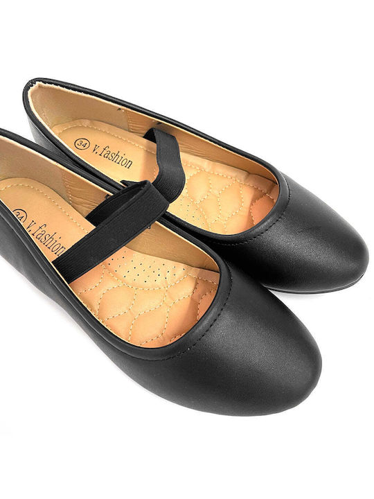 Ustyle Kids Ballerinas with Elastic Strap Black