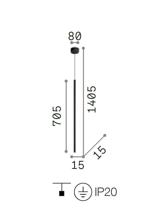 Ideal Lux Filo Adjustable Pendant Light Bronze 15x150x70.5cm