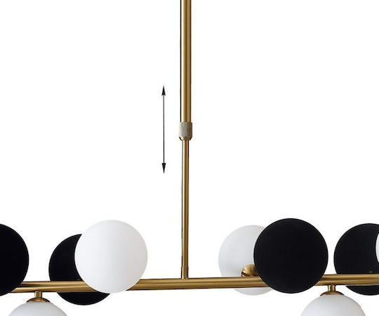Luma Hängelampe Weiß Kugel für 8 Lampen G9 120cm.