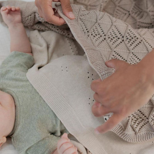 Bibs Pătură Pepinieră Swaddling pături Tricotat Bej Vanilla 70x100cm