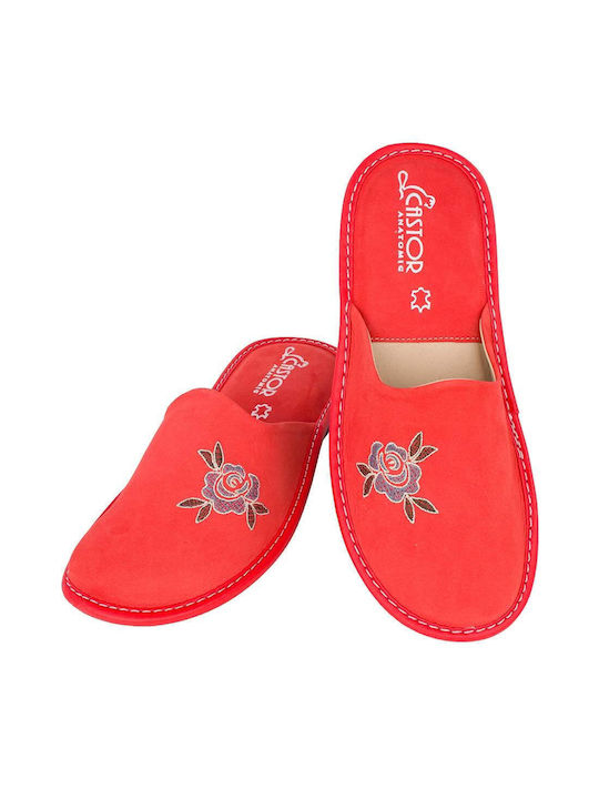 Anatomische Lederne Damen Hausschuhe Rote
