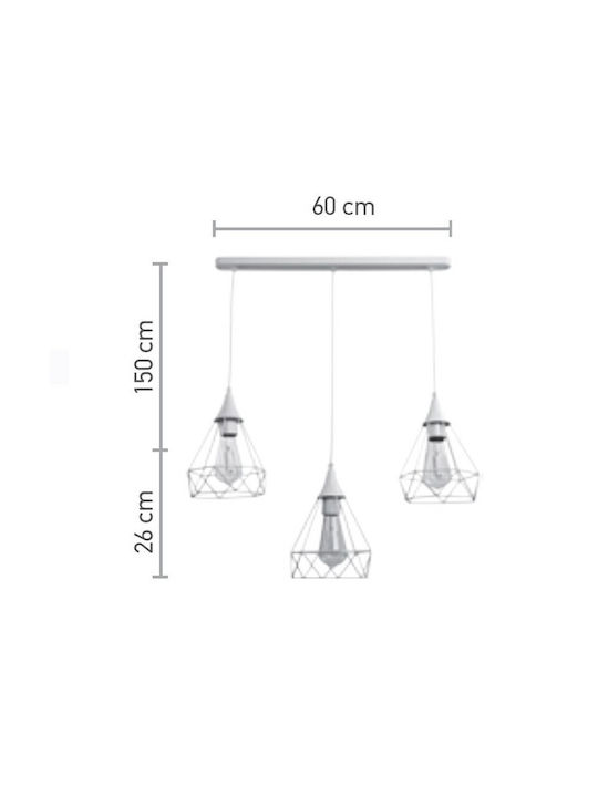 Inlight 4024 Pendant Light White Rail with Socket E27 60cm