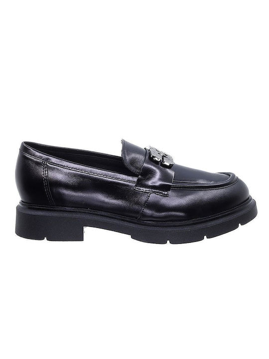 Maison Minrelle Leather Women's Moccasins in Black Color