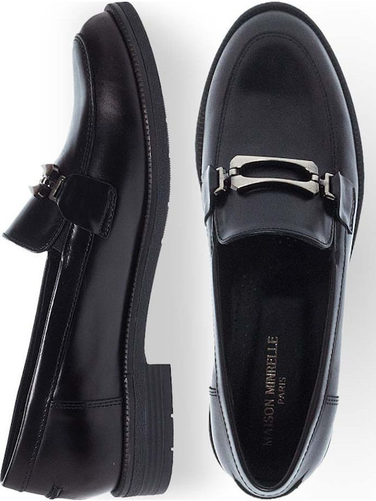 Leather Women's Moccasins in Black Color