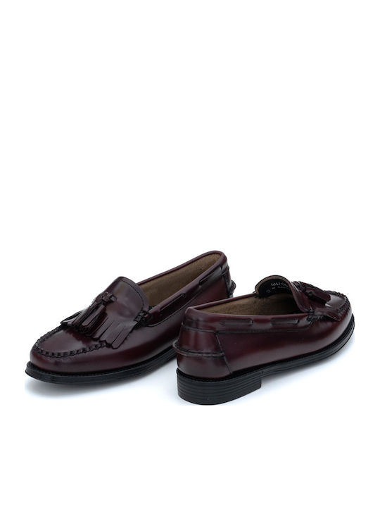 Leder Damen Loafers in Burgundisch Farbe