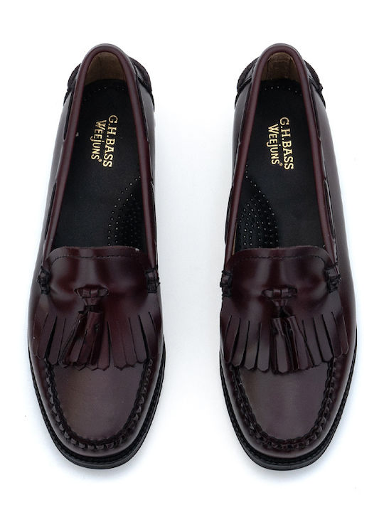 Leder Damen Loafers in Burgundisch Farbe