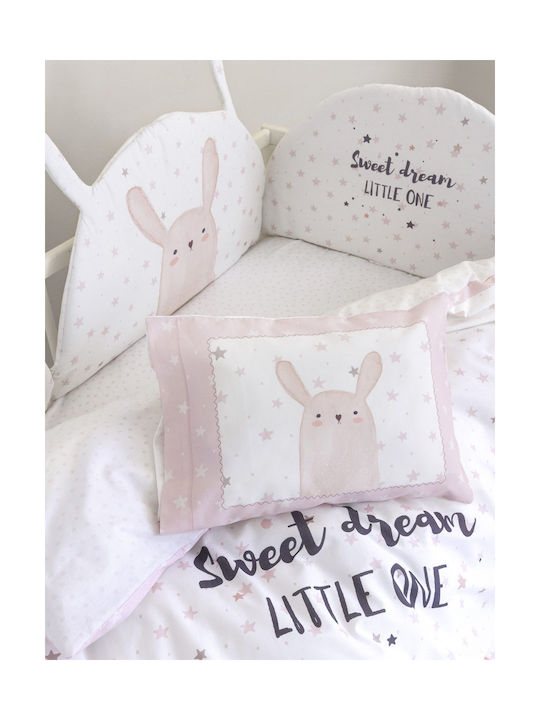 Nima Bunny Baby Sheets Set Crib Cotton Pink Pink 120x170cm 3pcs