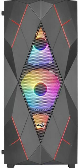 Volcan Gaming Midi Tower Computer Case with RGB Lighting Black