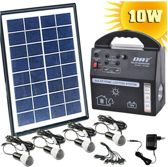 Solar Lighting System AT-8207 with Flash Light and USB Charger with 4 Lamps AT-8207
