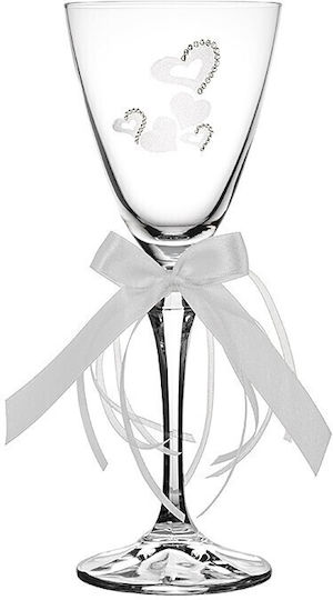 Ioannis European Crystals Set Carafă de Nuntă cu Pahar de Vin din Cristal Alb 2buc