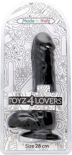 Toyz4lovers Ρεαλιστικό Dildo με Όρχεις και Βεντούζα Μαύρο 28cm