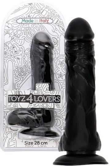Toyz4lovers Ρεαλιστικό Dildo με Όρχεις και Βεντούζα Μαύρο 28cm