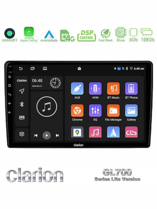 Clarion Car-Audiosystem für Smart FürZwei 2007-2010 (Bluetooth/USB/WiFi/GPS) mit Touchscreen 9"