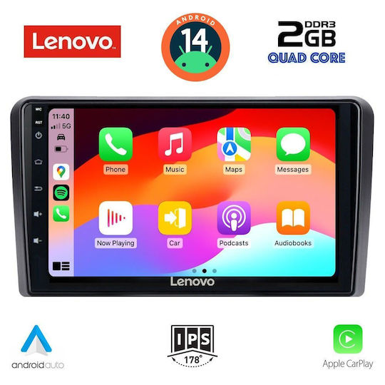 Lenovo Автомобилна Аудио Система (Блутут/USB/WiFi/GPS/Apple-Carplay/Android-Auto) с Тъчскрийн 9"