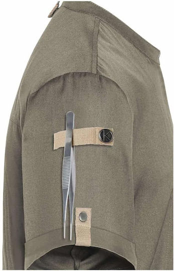 Karlowsky Mantel Koch 100% Baumwolle Khaki mit Kurzärmelig