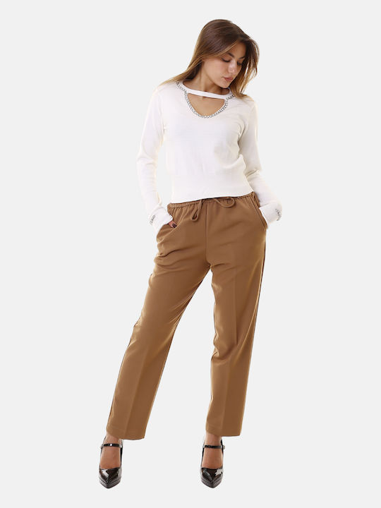 Women's Sweater with V Neckline White