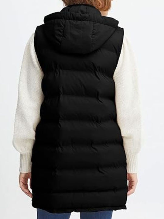 Women's Long Puffer Jacket for Winter Black