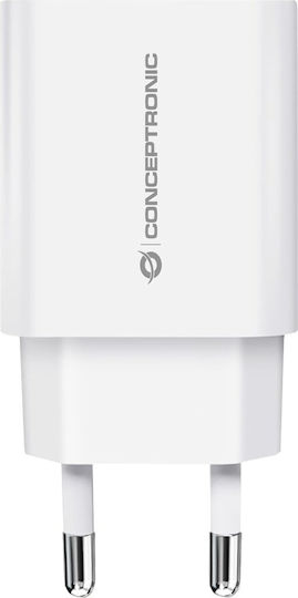 Conceptronic Charger Without Cable with USB-C Port 20W Power Delivery Whites (ALTHEA14W)