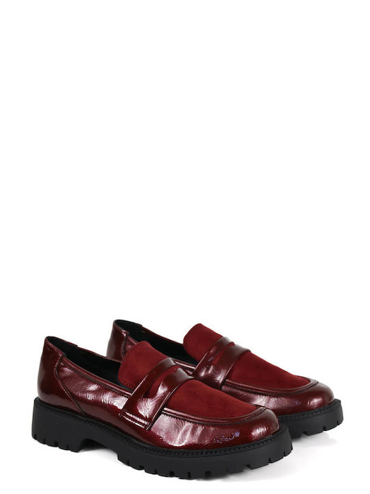 Burgundy Loafers Combination of Materials