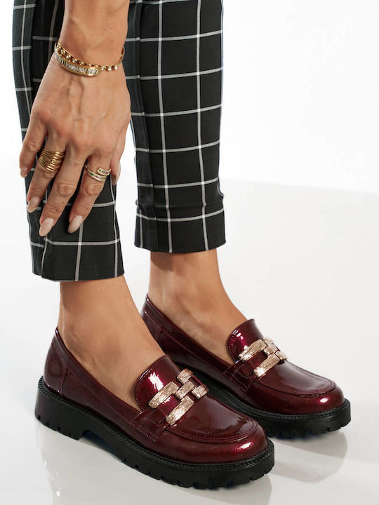 Μπορντό Ελληνικά Loafers Σφυρήλατη Διακόσμηση