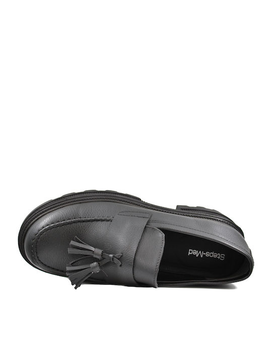 Leder Damen Mokassins in Schwarz Farbe