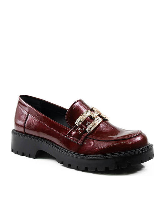 Μπορντό Ελληνικά Loafers Σφυρήλατη Διακόσμηση