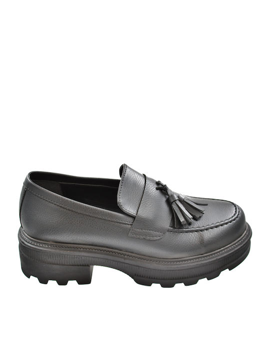 Leder Damen Mokassins in Schwarz Farbe