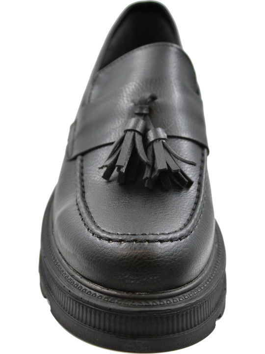 Leder Damen Mokassins in Schwarz Farbe