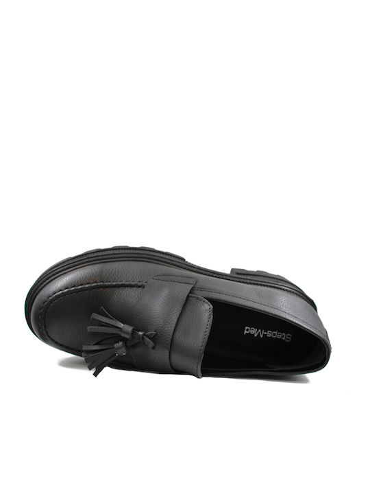 Leder Damen Mokassins in Schwarz Farbe