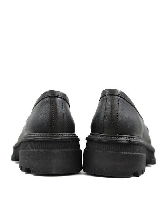 Leder Damen Mokassins in Schwarz Farbe