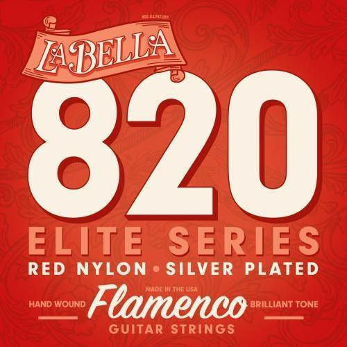 La Bella Set of Nylon Strings for Classic Guitar 820 Flamenco Red Nylon Silver Plated Medium Tension