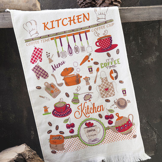 Rythmos Kitchen Time Πετσέτα Κουζίνας από 100% Βαμβάκι σε Εκρού Χρώμα 40x60cm Rythmos Kitchen Time Πετσέτα Κουζίνας από 100% Βαμβάκι σε Εκρού Χρώμα 40x60cm