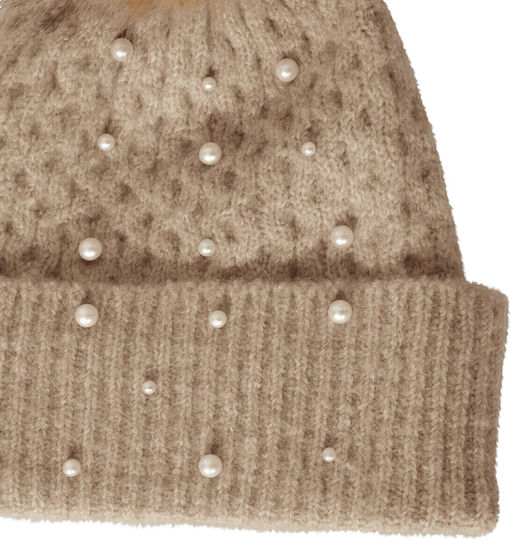 Maddie Beanie Γυναικείος Σκούφος Πλεκτός σε Μπεζ χρώμα