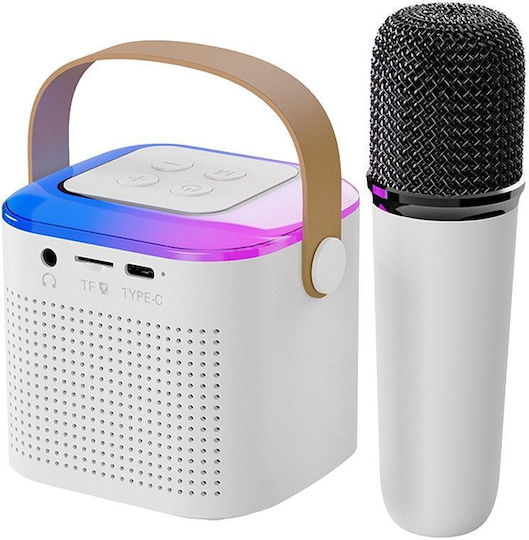 Karaoke Speaker with Wireless Microphone and Lighting Effects Y1 Monocular Wheat White