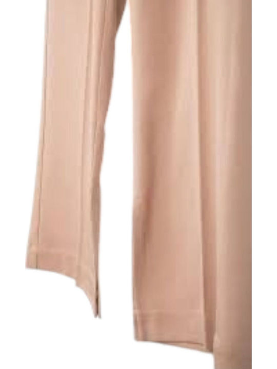 Women's Fabric Trousers with Rubber Band Beige