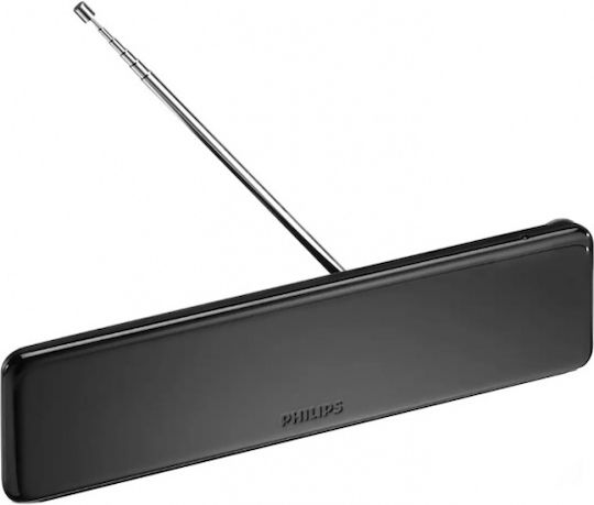 Philips SDV5225 Εσωτερική Κεραία Τηλεόρασης (απαιτεί τροφοδοσία) σε Μαύρο Χρώμα Σύνδεση με Ομοαξονικό (Coaxial) Καλώδιο