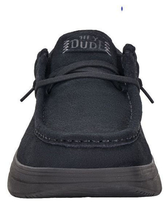 Hey Dude Wally Men's Suede Moccasins Black